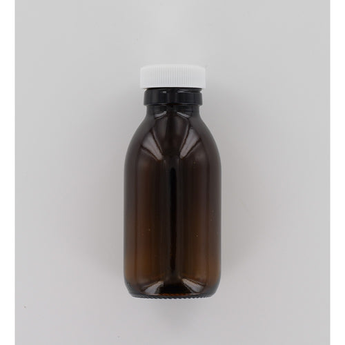 Aurora Scientific •100ml Amber glass sterile bottle, white cap & PTFE liner  • Sterile sample bottles for water testing • Water sample bottles  • 100ml sample bottles