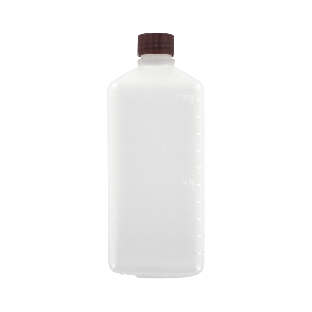 1000ml HDPE bottle, square, brown cap