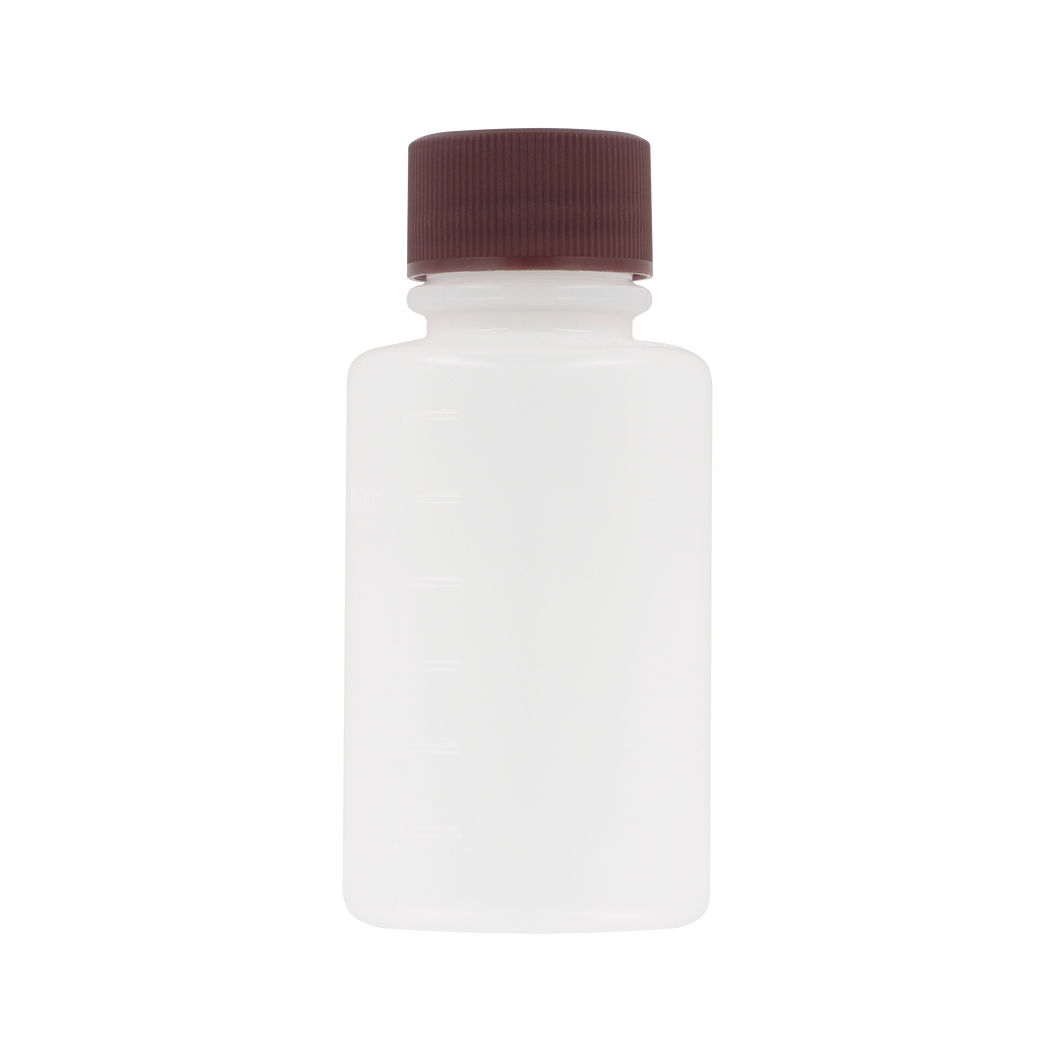 125ml HDPE bottle, round, black cap