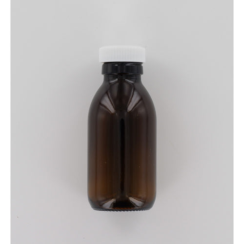 Aurora Scientific •100ml Amber glass sterile bottle, white cap & PTFE liner  • Sterile sample bottles for water testing • Water sample bottles  • 100ml sample bottles